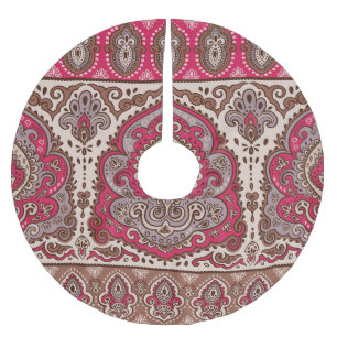 Indisk blommigt paisley, etnisk mandala mönster. julgransmatta borstad polyester