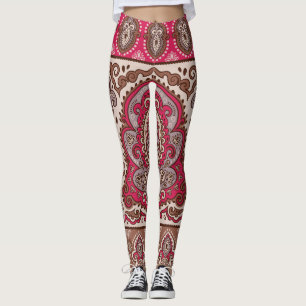 Indisk blommigt paisley, etnisk mandala mönster. leggings
