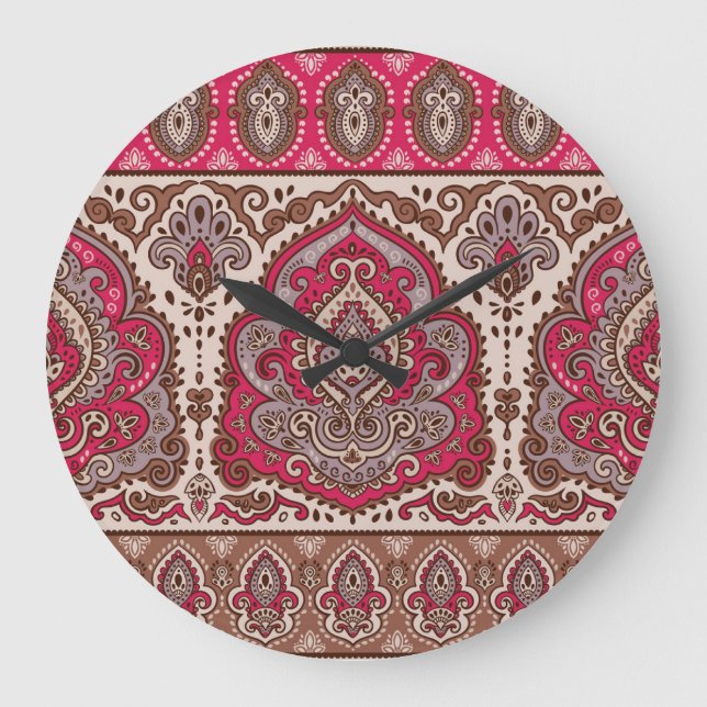 Indisk blommigt paisley, etnisk mandala mönster. stor klocka (Framsida)