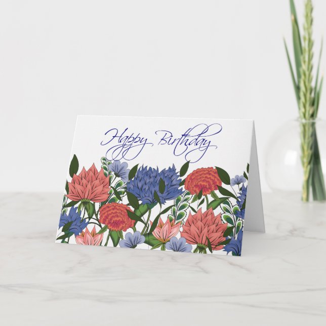 Indisk blomsterfödelsedagskort kort (Framsida)
