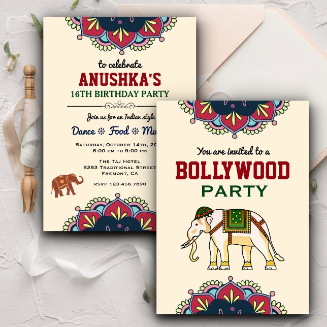 Indisk Bollywood-fest Inbjudan till födelsedagsfes (Skapare uppladdad)