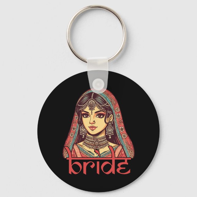 Indisk bride to be Dulhan Desi Möhippa Bröllop Bac Nyckelring (Framsida)