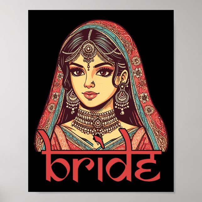 Indisk bride to be Dulhan Desi Möhippa Bröllop Bac Poster (Framsidan)