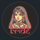 Indisk bride to be Dulhan Desi Möhippa Bröllop Bac Runt Klistermärke<br><div class="desc">Indisk bride to be Dulhan Desi Möhippa Bröllop Bachelorette</div>
