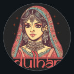 Indisk Bride to be Möhippa Desi Bröllopsfest Dulha Runt Klistermärke<br><div class="desc">Indisk bride to be Möhippa Desi Bröllopsfest Dulhan</div>