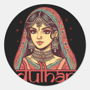 Indisk Bride to be Möhippa Desi Bröllopsfest Dulha Runt Klistermärke