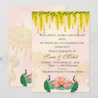 Indisk bröllops Haldi-ceremoni inbjudan redigerbar