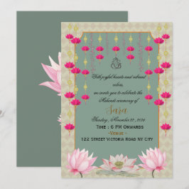 Indisk bröllops Mehendi-ceremoni inbjudan