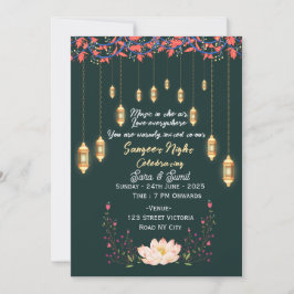 Indisk bröllops Sangeet natt ceremoni inbjudningar