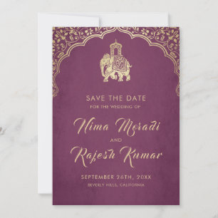 Indisk Bröllopsinbjudan Save The Date Guld Ganesha Inbjudningar
