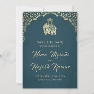Indisk Bröllopsinbjudan Save The Date Guld Ganesha Inbjudningar