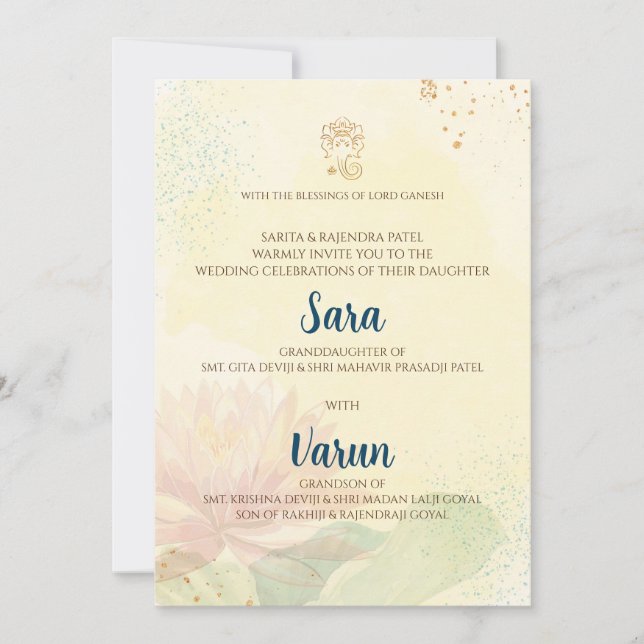 Indisk bröllopskort Digital hinduiskt bröllopskort Inbjudningar (Framsida)