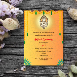 Indisk brud Haldi-ceremoni Hindu-kar Ganesha Inbjudningar
