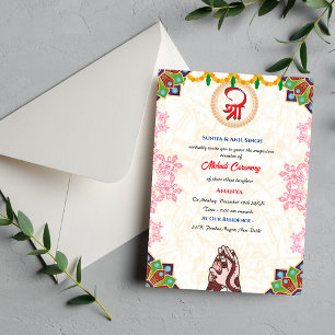 Indisk brud Mehndi-ceremoni Ganesha Chakra Inbjudningar