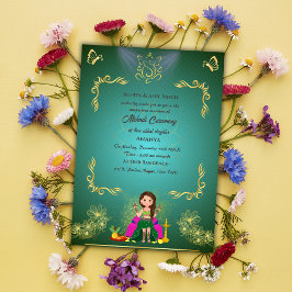 Indisk brud Mehndi-ceremoni Ganesha Inbjudningar