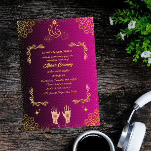 Indisk brud Mehndi-ceremoni Ganesha Inbjudningar