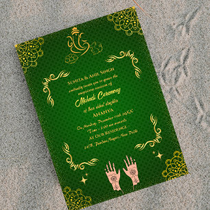 Indisk brud Mehndi-ceremoni Ganesha Inbjudningar