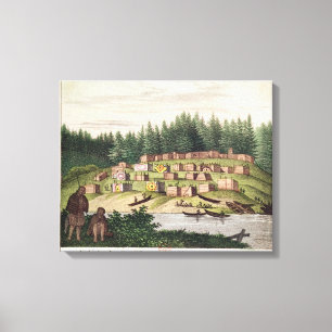 Indisk camping på ön Quadra Canvastryck