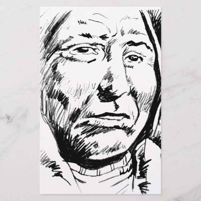 Indisk chef Bläck Sketch Motivational Brevpapper (Framsida)