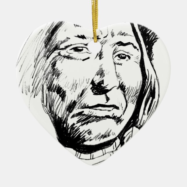 Indisk chef Bläck Sketch Motivational Julgransprydnad Keramik (Framsidan)