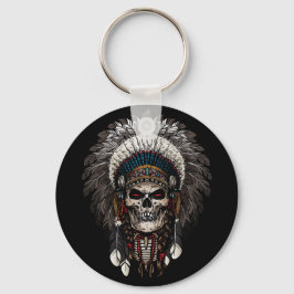 Indisk chef Skull Tattoo Nyckelring