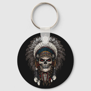 Indisk chef Skull Tattoo Nyckelring