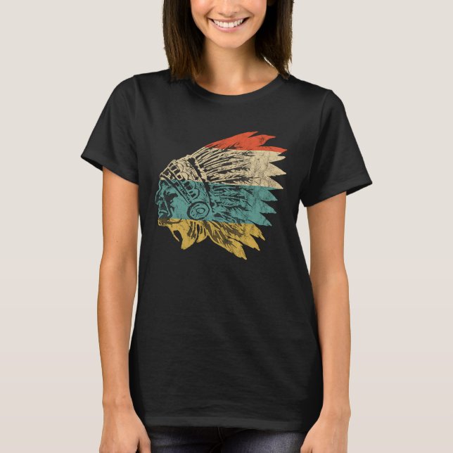 Indisk chefshögkvarterare Native American Feather  T Shirt (Framsida)