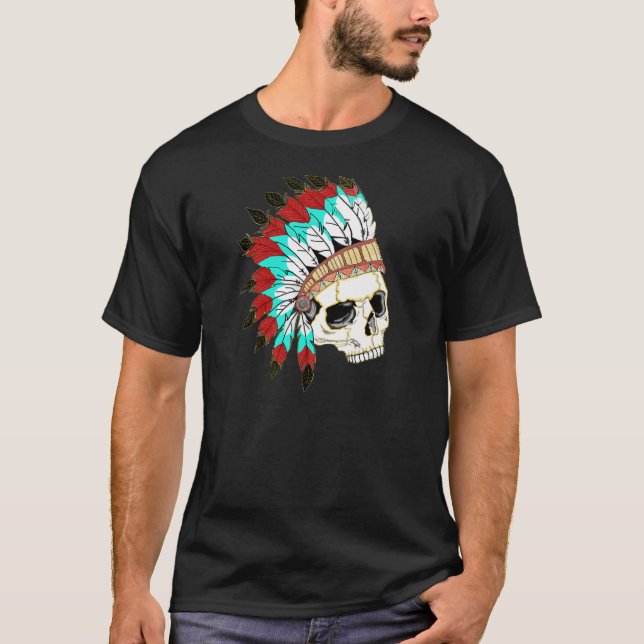 Indisk Chief Skull Apparatur T-shirt (Framsida)