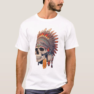 Indisk Chief Skull   Native American Skull T Shirt