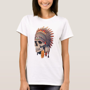 Indisk Chief Skull   Native American Skull T Shirt