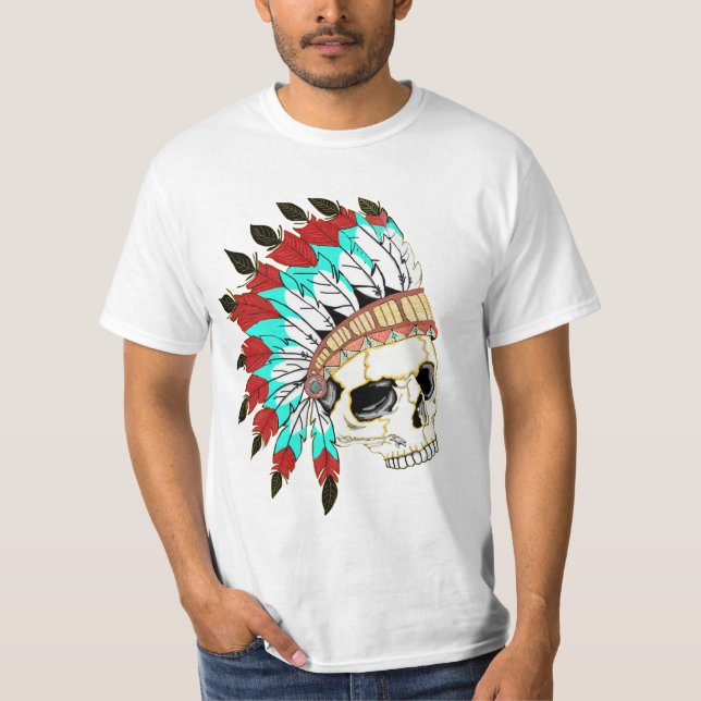 Indisk Chief Skull T Shirt (Framsida)