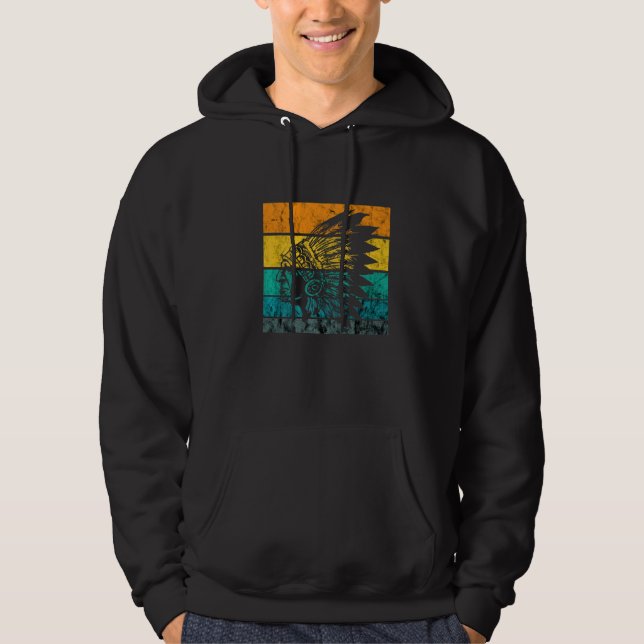 Indisk Chief Vintage Retro Native American Native Hoodie (Framsida)