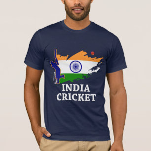 Indisk cricket med indisk Flagga Brush Stroke Gift T Shirt