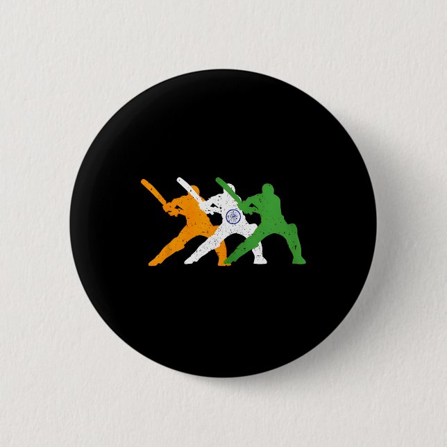 Indisk Cricket Team Cricketer Fan Tsmen Flagga För Knapp (Framsida)