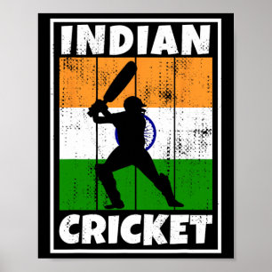 Indisk cricketfan flagga Indien cricket Poster