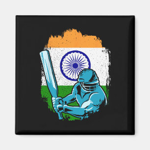 Indisk cricketspelare indisk flagga cricketfantast magnet