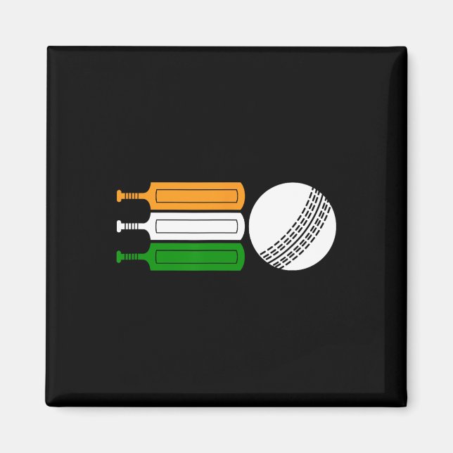 Indisk cricketspelare Ll indisk flagga cricketlag  Magnet (Framsidan)