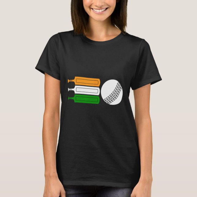 Indisk cricketspelare Ll indisk flagga cricketlag  T Shirt (Framsida)