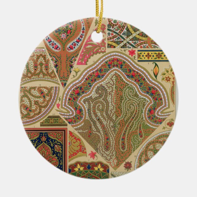 Indisk dekoration, pläterar XIX från 'Polychrome Julgransprydnad Keramik (Framsidan)