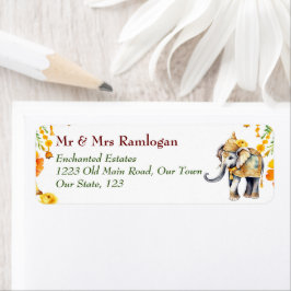 Indisk dekorerad elefant returadress etikett