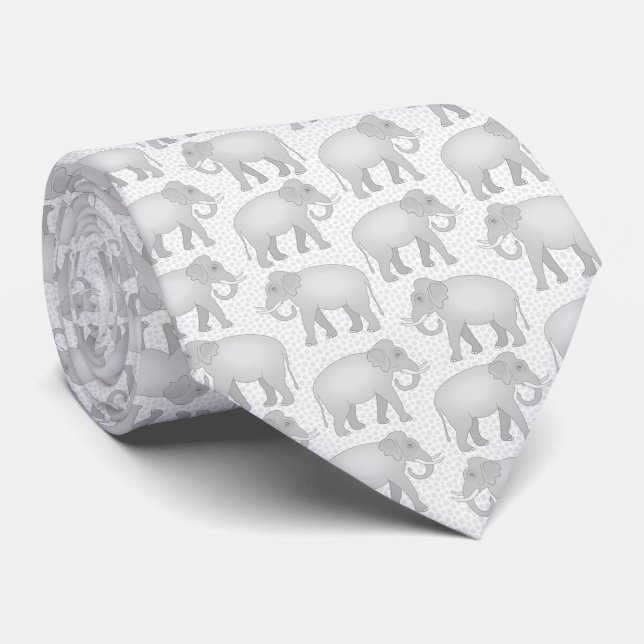 Indisk elefant Grått och whire Slips (Rullad)