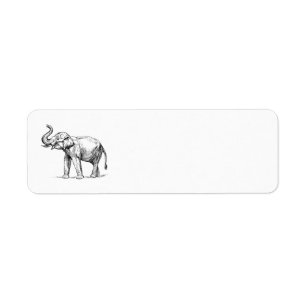 Indisk elefant returadress etikett