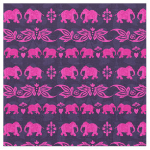 Indisk elefant Rosa Blue Sari Mönster Tyg