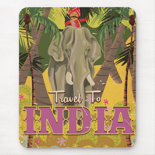 indisk elefant vintage resposter musmatta (Framsidan)