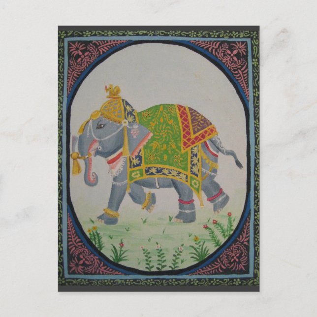 Indisk elefant-vykort vykort (Framsida)