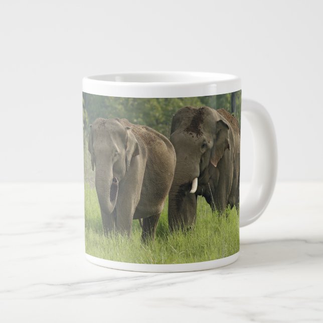 Indisk elefantfamilj jumbo mugg (Framsida höger)