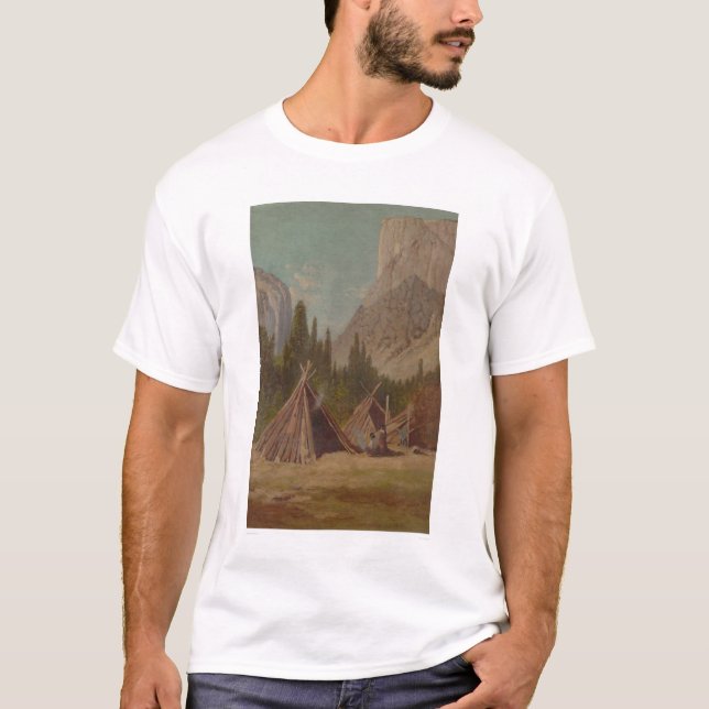 Indisk Encampment i den Yosemite dalen (1189) T-shirt (Framsida)