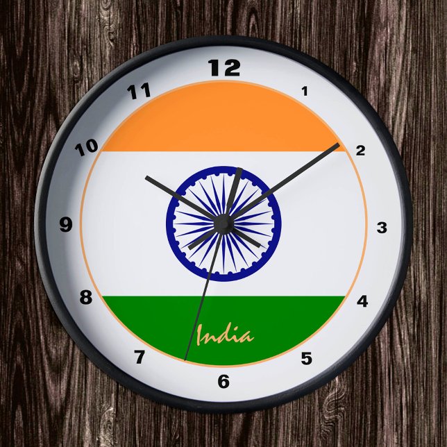 Indisk Flagga, Indiens trendig hem/designklocka Rund Klocka (Skapare uppladdad)