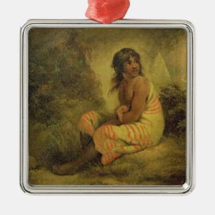 Indisk flicka, 1793 (olja på kanfas som monteras julgransprydnad metall