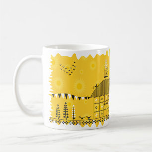 Indisk Folk konst Warli (gult) Kaffemugg